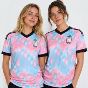 World Cup 2026 Belgium Pink And Blue Soccer Jersey 1