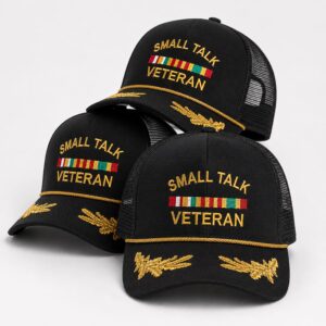Small Talk Veteran Trucker Hat 1