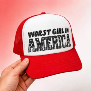 Worst Girl In America Red Trucker Hat 1