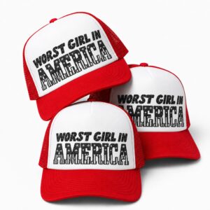 Worst Girl In America Red Trucker Hat