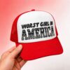 Worst Girl In America Red Trucker Hat 1