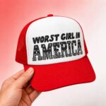 Worst Girl In America Red Trucker Hat