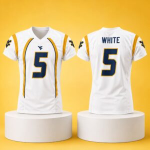 West Virginia Pat White 5 Throwback Jersey 3 West Virginia Pat White 5 Throwback Jersey