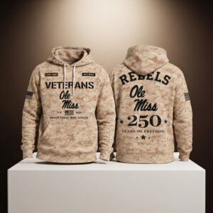 Ole Miss Rebels USA 250 Veterans Day Camo Hoodie