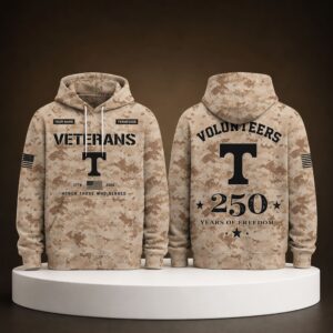 Tennessee Volunteers USA 250 Veterans Day Camo Hoodie
