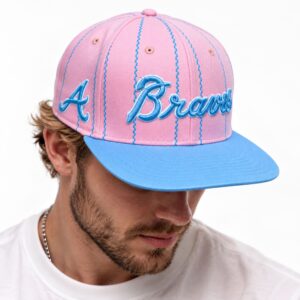 Braves Barbie Pink Pinstripe Hat 2026 3