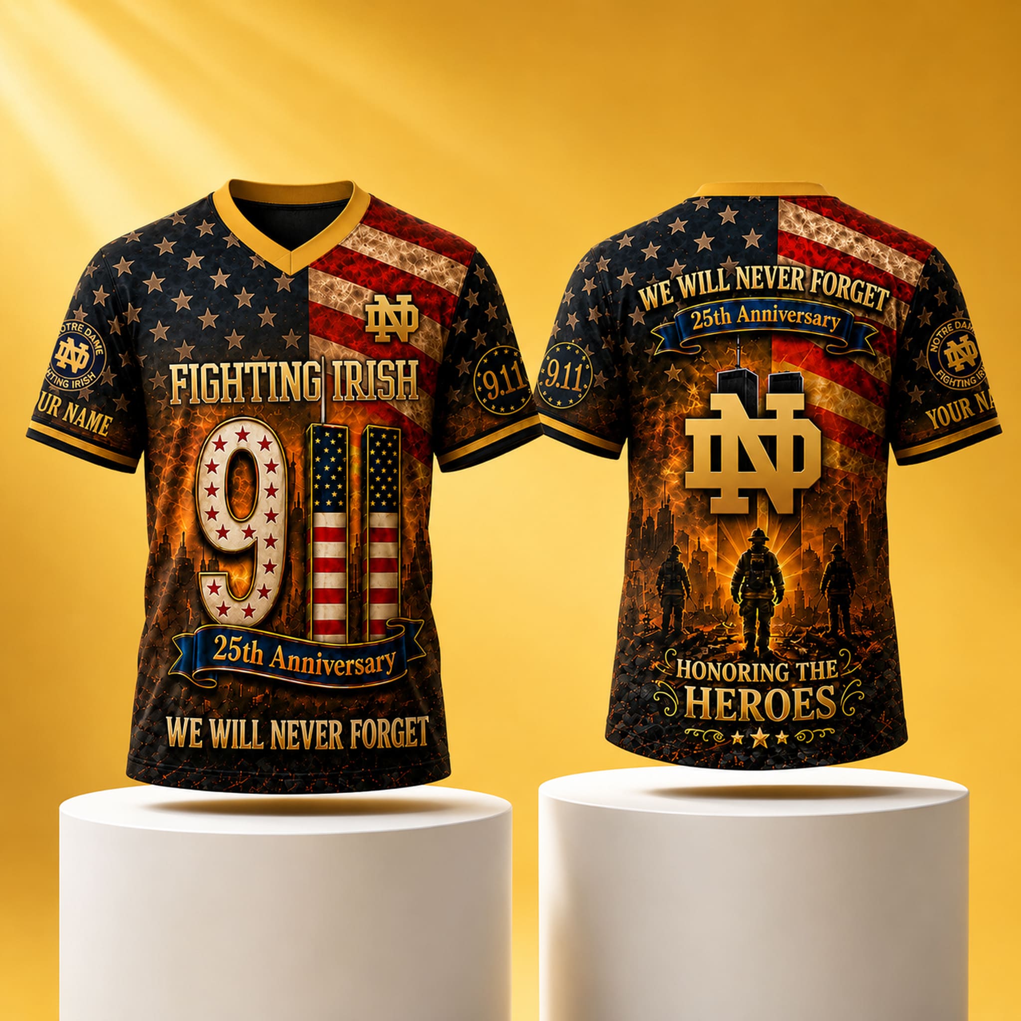 Notre Dame 9 11 Never Forget Firefighter Jersey 2 Notre Dame 9 11 Never Forget Firefighter Jersey 2