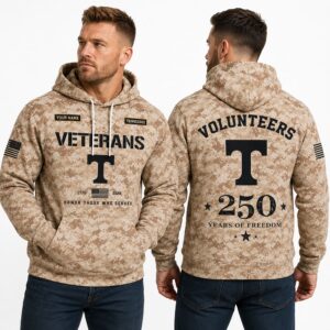 Tennessee Volunteers USA 250 Veterans Day Camo Hoodie 1