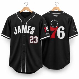 LeBron James Black 76ers Baseball Jersey 2