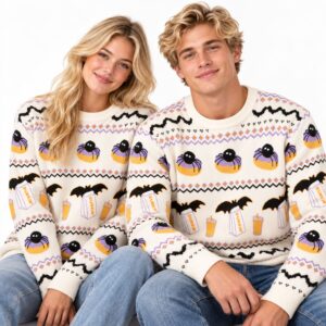 2026 Dunkin Spidey D Halloween Cream Sweater