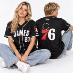 LeBron James Black 76ers Baseball Jersey