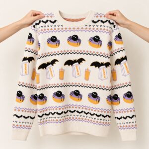 2026 Dunkin Spidey D Halloween Cream Sweater 1