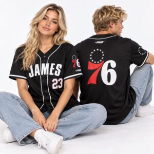 LeBron James Black 76ers Baseball Jersey 1